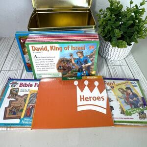 GREAT BIBLE ADVENTURES Sunday School Activity Flash Card Bible Stories Tin Box